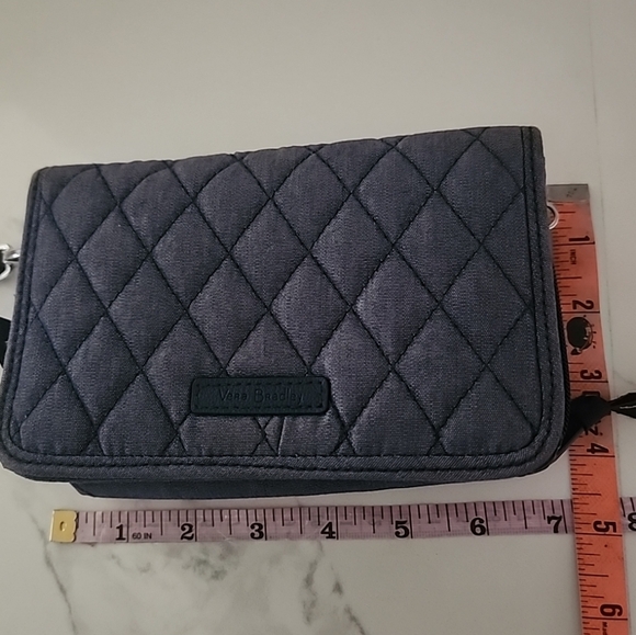 Vera Bradley Blue Denim Quilt Wristlet Crossbody Clutch Bag - Picture 5 of 12